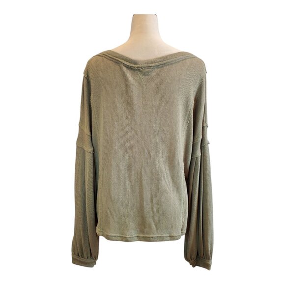 POL SZ L "Look In Your Eyes" Lightweight Long Sleeve Sweater in Dusty Olive - Picture 7 of 10